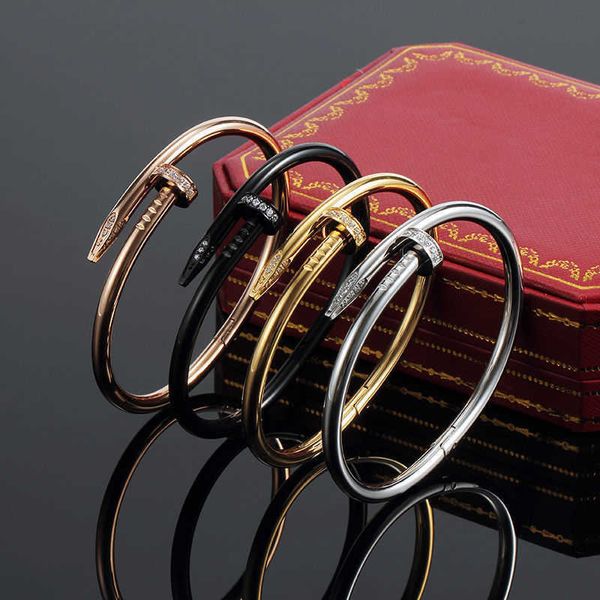 Casal prego pulseira amor bangle diamantes designer homens mulheres jóias de luxo titânio aço parafuso ouro prata rosa preto pulseira nunca desaparecer jóias de presente de natal