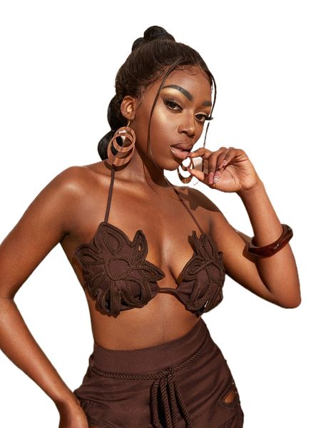 

sxy tape detail tied backless halter v6be#, White
