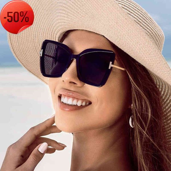 

2022 new ins large frame t-shaped sunglasses women's cat's eye fashion butterfly sunglassesthe factory directly, White;black