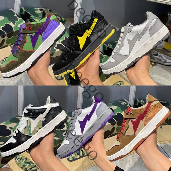 

designer bapesta bapestas sta casual shoes low lows sk8 urban fall camo combo red abc stars mens womens women men for platform sneaker train, Black