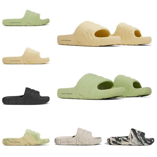 

men women adilette 22 slides magic lime desert sand designer sandals slipper green glow orange back grey beach shoes outdoor mens 208h, Black