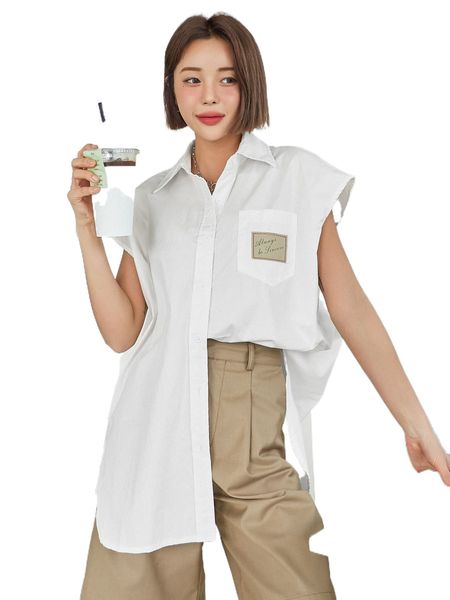 

dazy l.etter p.atched pocket b.utton f.ront b.louse a6bq#, White