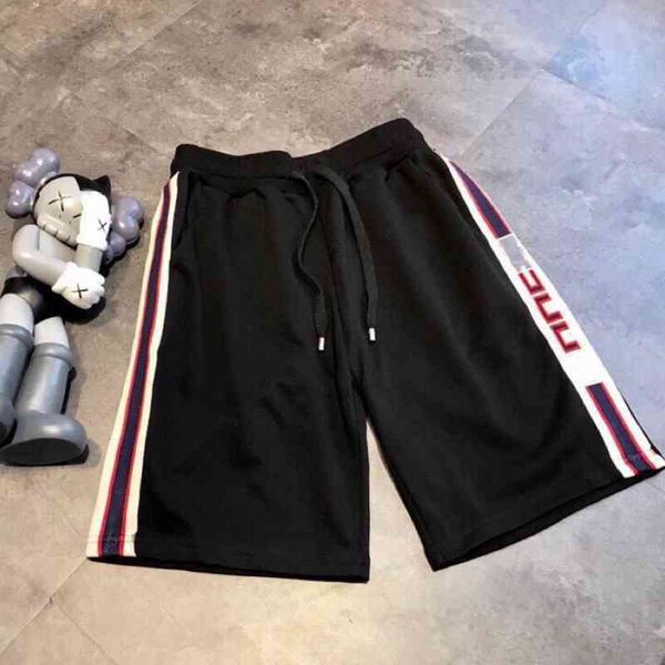 

75% off factory direct online ribbon letter tide sports casual shorts 2022 summer new large loose couple terry pants, Black