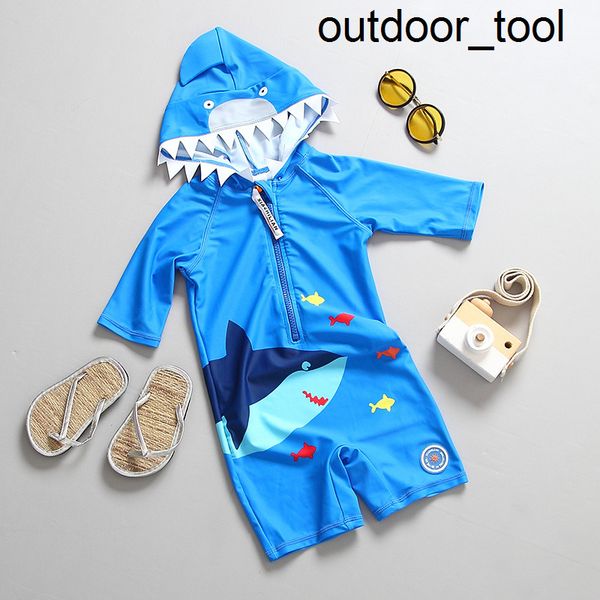 

2-7year baby boys surfing suit one piece boys 3d shark swimsuit with hat toddler baby boy's bathing suit beach wear-sw374