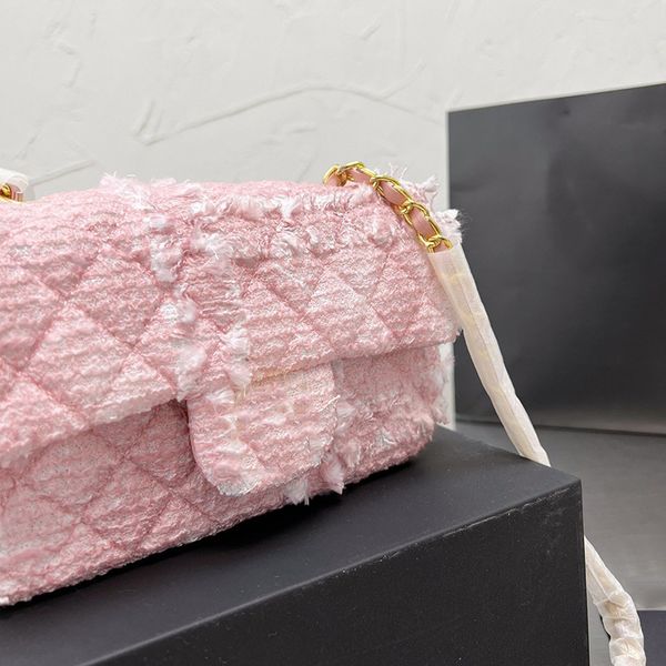 

women's rs shoulder bags tote 2023 new fashion pink portable woven envelope bag textured chain single shoulders crossbody bags factory