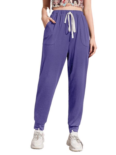 

tie waist pocket patched pants k7s2#, Black;white