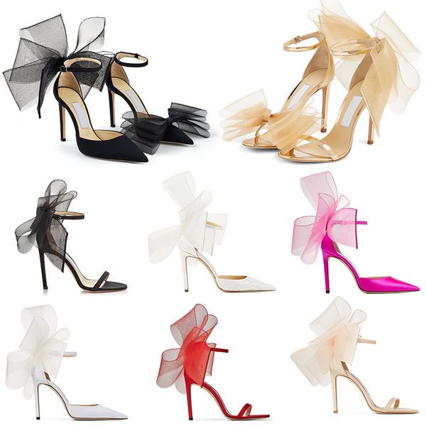

box with luxurys designer sandals shoe women high heels averly pumps aveline sandal asymmetric grosgrain mesh fascinator bows shoes bottoms, Black