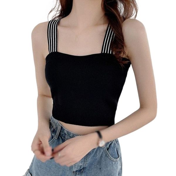 

women's tanks & camis sleeveless crop female square neck off shoulder backless basic cami casual tank z2nr#, White