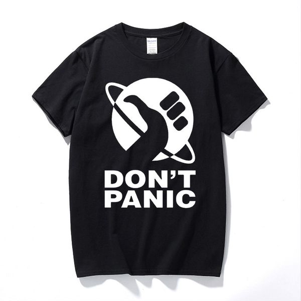 

the hitchhikers guide to the galaxy men t shirt dont panic print men cotton basic tshirt printing crew collar plus size 220704, White;black