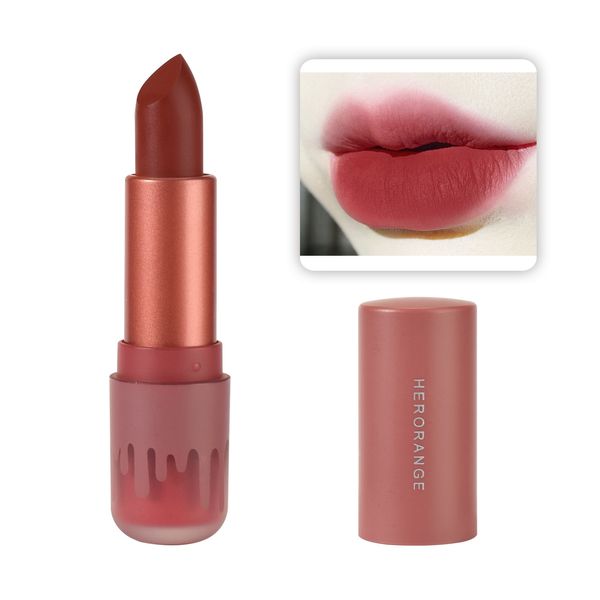 Lipstick de tubo de flor pequena batom de temperamento fosco #06 Redução de açúcar Latte 1pc