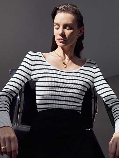 

motf premium wool mix scoop neck sweater d8he#, White;black