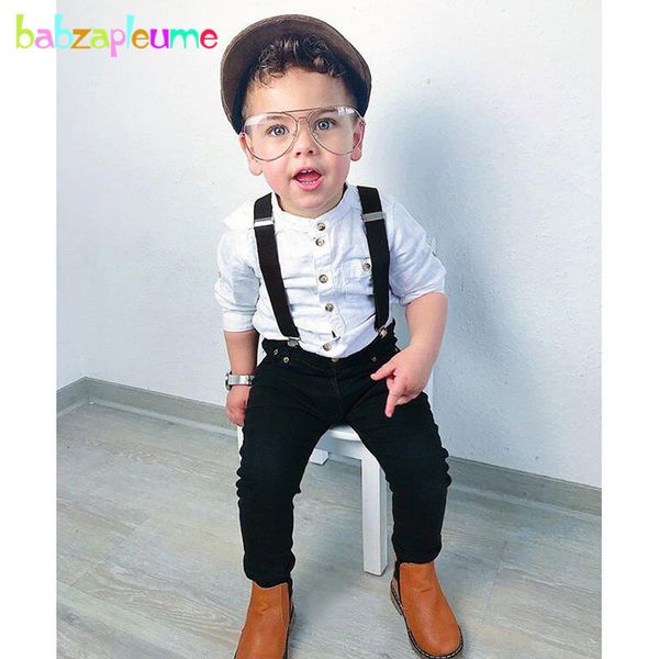 

3piece spring toddler boys clothes kids fashion wear gentleman baby suit white shirtpantsstraps children clothing sets bc1303 220524