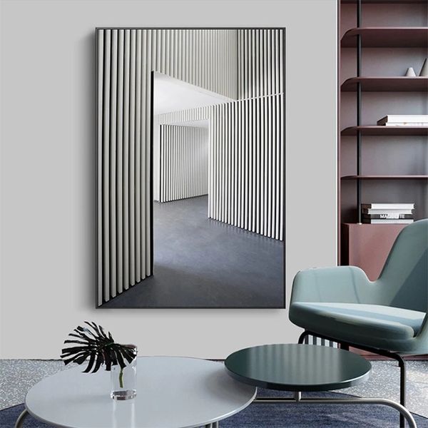 Modern Light Luxury Architectural Art Corner Canvas Pintura Cartazes Impressões Arte da parede Imagem abstrata para a decoração da casa da sala