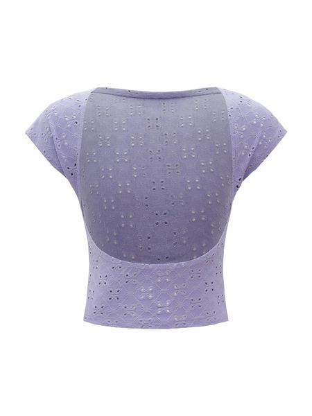 

eyelet embroidery backless tee o3mz#, White