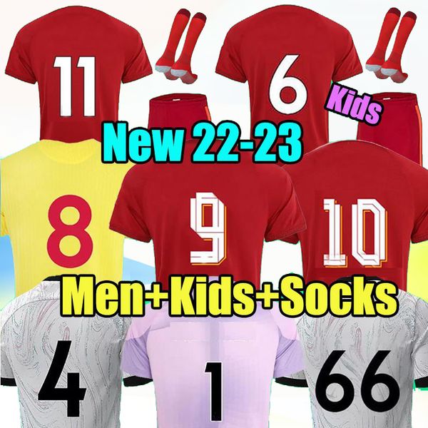

22 23 season home soccer jerseys 2022 2023 mohamed firmino diogo keita luis diaz football shirts men kids kits uniforms fabio minamino alexa, Black;yellow
