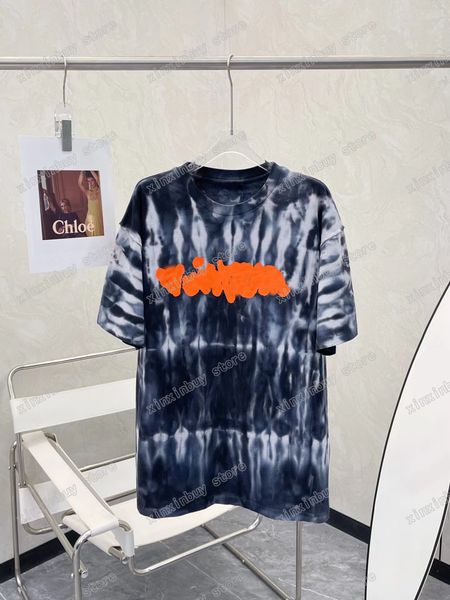 xinxinbuy Men Women Designers t shirts tee tie dye Graffiti letras estampadas algodão manga curta Gola redonda Streetwear branco preto XS-L