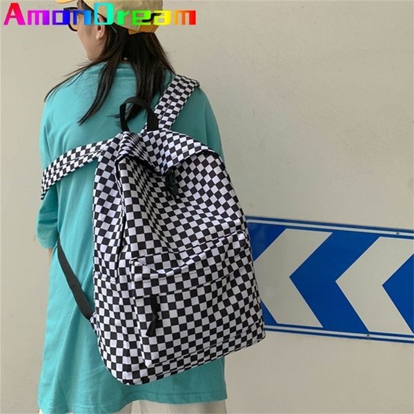 

school bags fashion plaid women backpack waterproof oxford school backpacks shou 220823