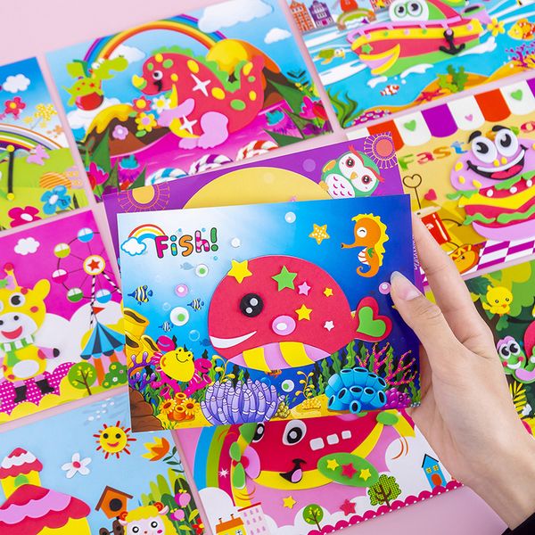 20 Stück Großhandel 3D EVA Schaum Aufkleber Puzzle Spiel DIY Cartoon Tier Lernen Bildung Spielzeug Kleinkind Kinder Kunst Handwerk Kits Kinder Geschenke