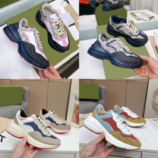 

designer sneakers rhyton casual shoes men women vintage daddy sneaker brand lady luxury runner trainers chaussures multicolor platform woof, Black