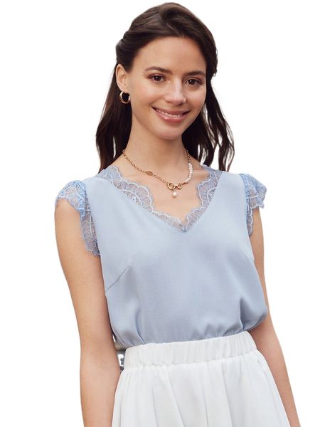 

eyelash lace trim blouse x0nt#, White