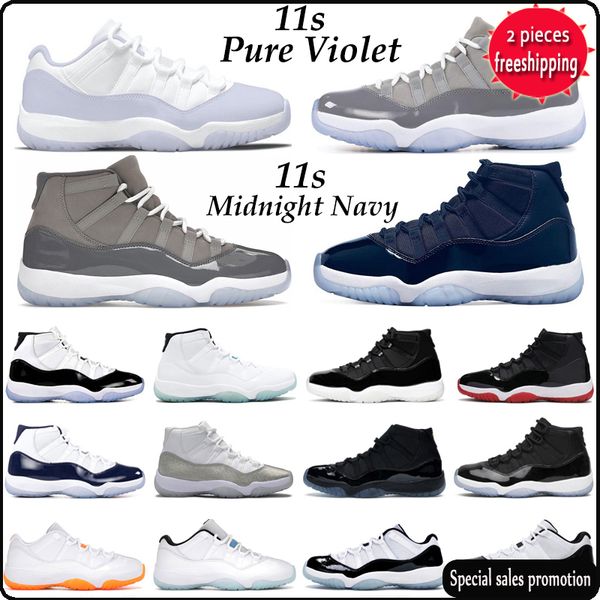 

2022 jumpman 11 low basketball shoes men women 11s pure violet cherry cool grey midnight navy legend blue bred mens trainers sport sneakers, Black
