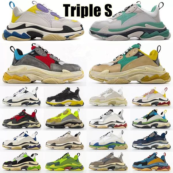 

classic triple s trainers clear sole designer shoes grey all white black green pink retro orange mens womens luxury paris 17fw platform snea