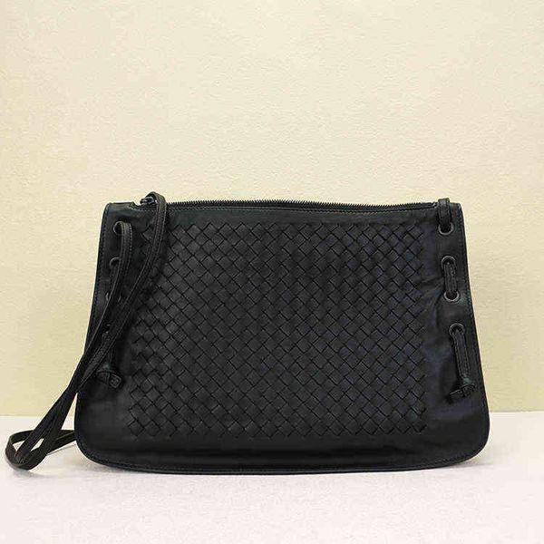 

public price luxury bottegass handbags venetas women's black full leather woven side drawstring single shoulder messenger wmh3