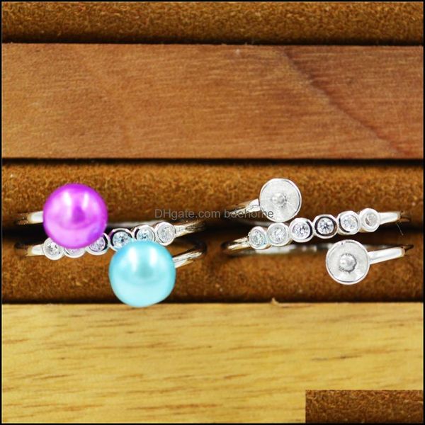 

jewelry settings cr s925 sterling sier ring mounts fittings with pearl bead cup pin bail for diy making ps4mjz056 drop delivery 2021 xkhva, Slivery;crystal