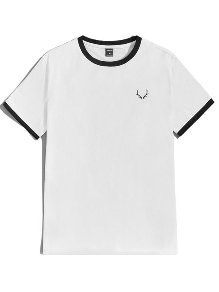 

men graphic print ringer tee e8hg#, White;black
