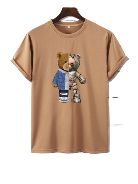 

men bear print tee g61v#, White;black