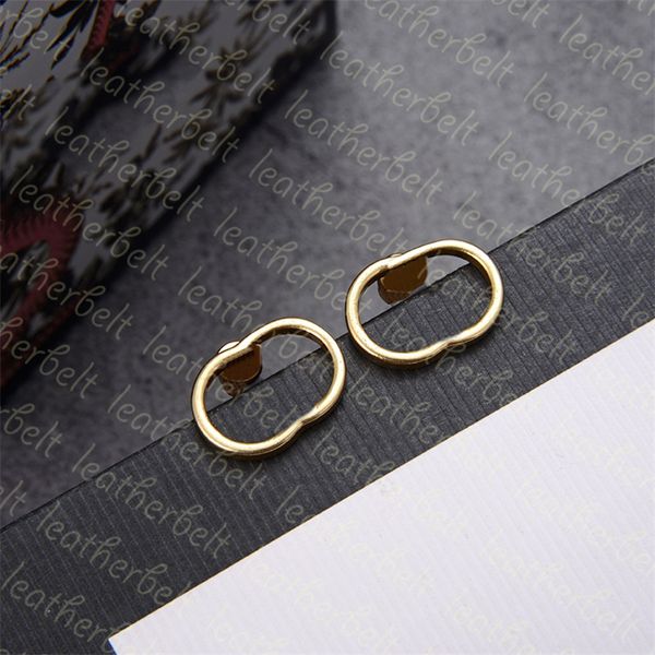

double letter stud classic women ear studs retro gold plated earrings daily wear brass ear jewelry, Golden;silver
