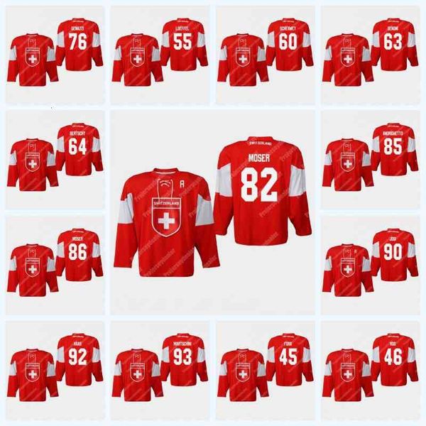 

c202 switzerland 2019 iihf world championship jersey 46 noah rod 92 gaetan haas 60 tristan scherwey 76 joel genazzi 93 lino martschini, Black