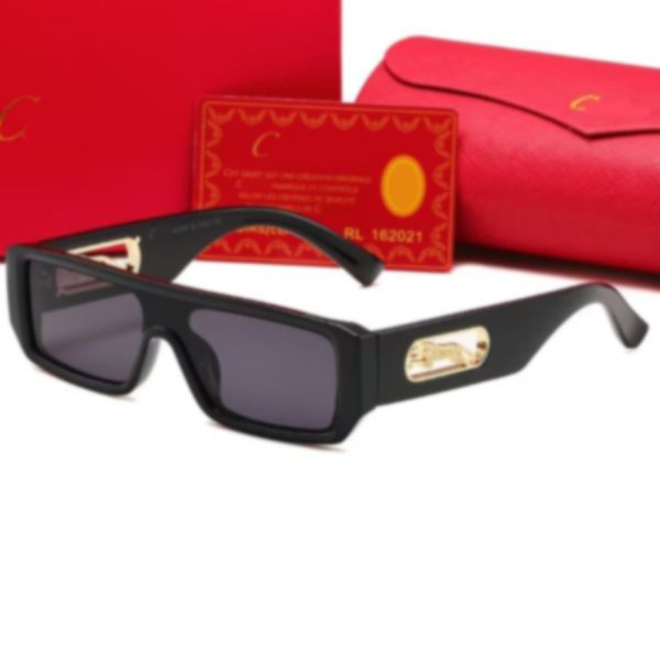 Luxus-Designer-Auto-Herren-Sonnenbrille, modische Damen-Sonnenbrille, rechteckiger Spiegel, klassischer großer Rahmen, Retro-Sonnenbrille, Reise-UV400-Brille, rote Box