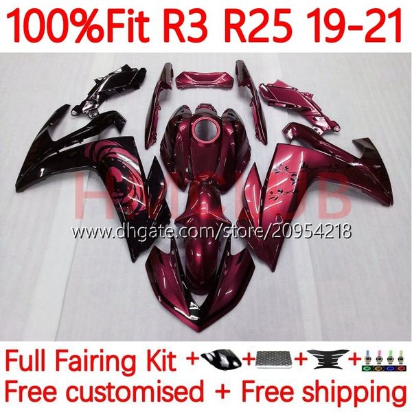 Yamaha için enjeksiyon kalıp Fairings YZFR3 YZF-R25 YZFR25 2014-2022 KOMPLİK 39NO.169 YZF R 3 25 R3 R25 19 20 21 22 YZF-R3 2019 2020 2021 2022 OEM Vücut Kiti Açık Kırmızı