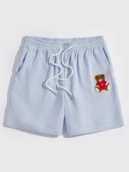 

romwe guys bear graphic shorts y1v4#, White;black