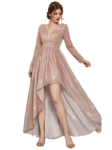 

high low hem glitter prom dress d89l#, Black;gray