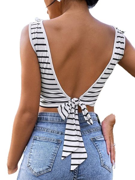 

tie backless striped tank p3zz#, White