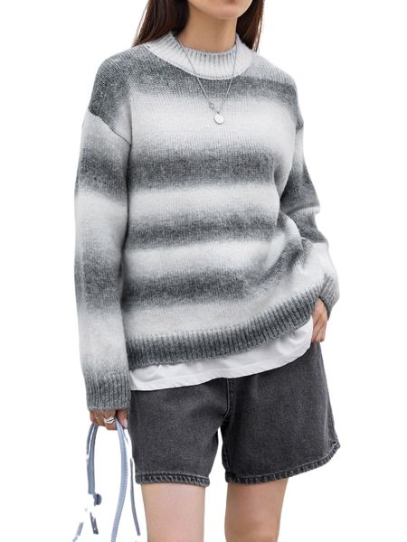 

dazy ombre mock neck drop shoulder sweater without tee a9he#, White;black