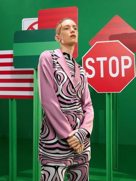 

x valeria aguilar graphic print button front blazer a9ql#, White