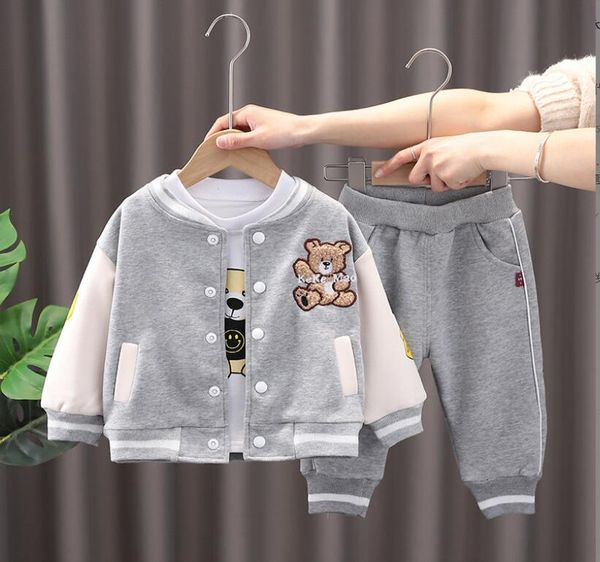 

2022 children's clothing wholesale network red bear sweater vest long sleeve shirt casual pants three piece set boys g7, Blue