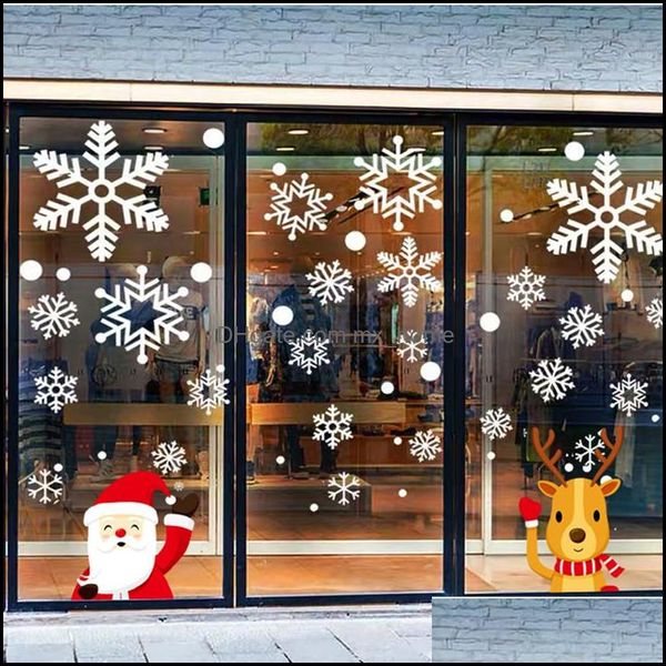 Decorações de Natal Festas Festivas Supplies Home Jardim PVC Adesivo de eletricidade estática embelezada janela Santa Elk Snowflake Wall Wall STI
