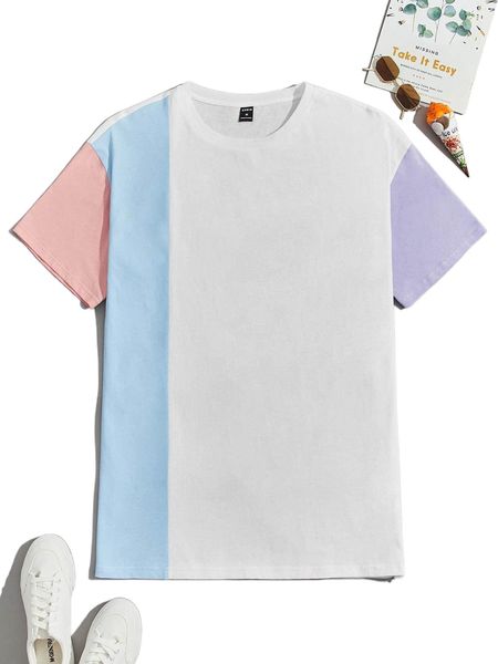 

men color block tee 43qq#, White;black