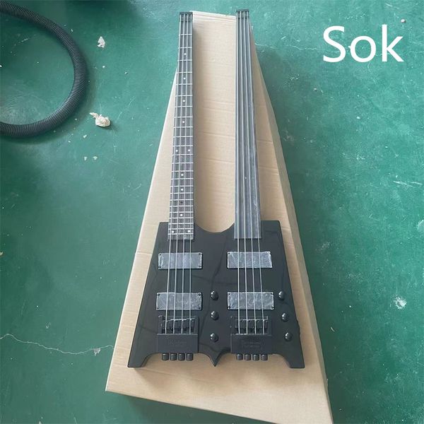 

in stock headless double guitar head black 4 string and 4 string electric bass