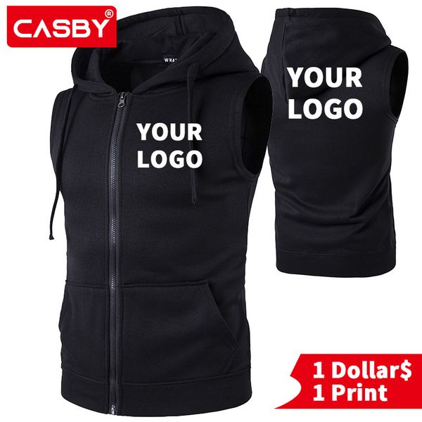 

diy graphic men vests fashion personalized design print zipper hoodies simple custom solid color sports jackets m19 220609, Black;white
