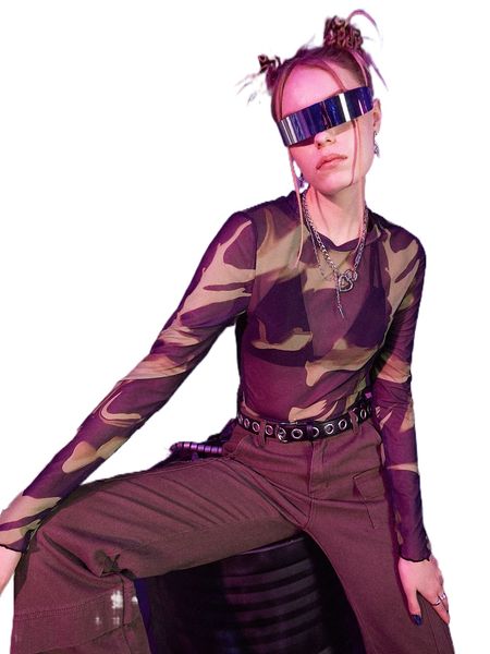 

romwe cyber luvr allover print mesh x4hc#, White