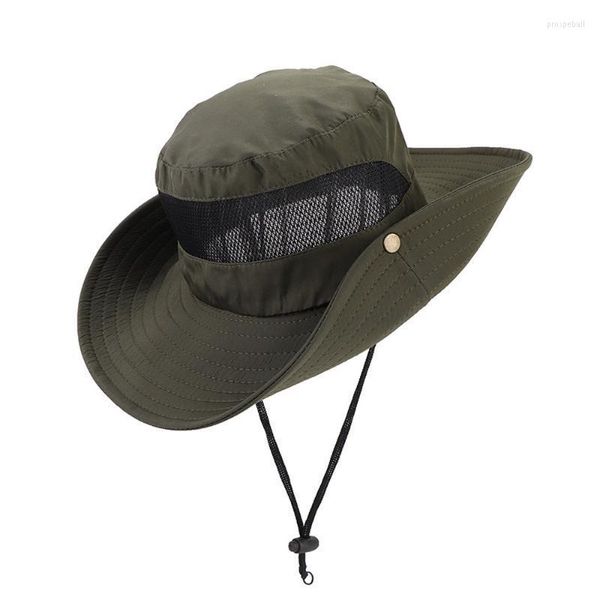 Berets Sommer Eimer Hut Mann Panama Kappe Tuch Einfache Design Atmungsaktive Mesh Falten Schattierung Outdoor Wandern Angeln Männlich Winddicht RopeBerets Pr