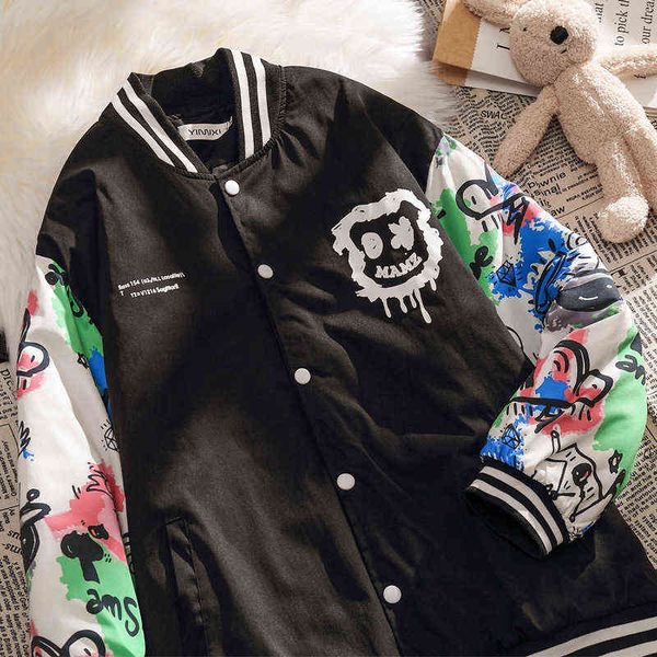 

baseball suit men's autumn winter tide brand loose jacket casual sports couple shirt large, Black;brown