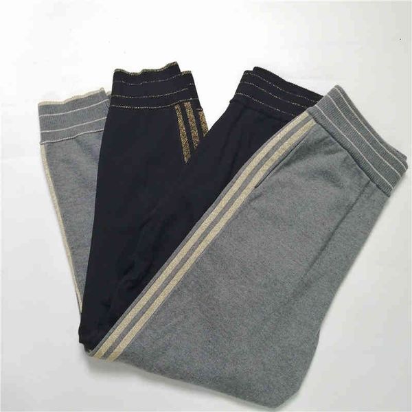 

women's pants capris handsome fashionable sporty high waisted wool pants casual sports contrast color corset knit cropped women, Black;white