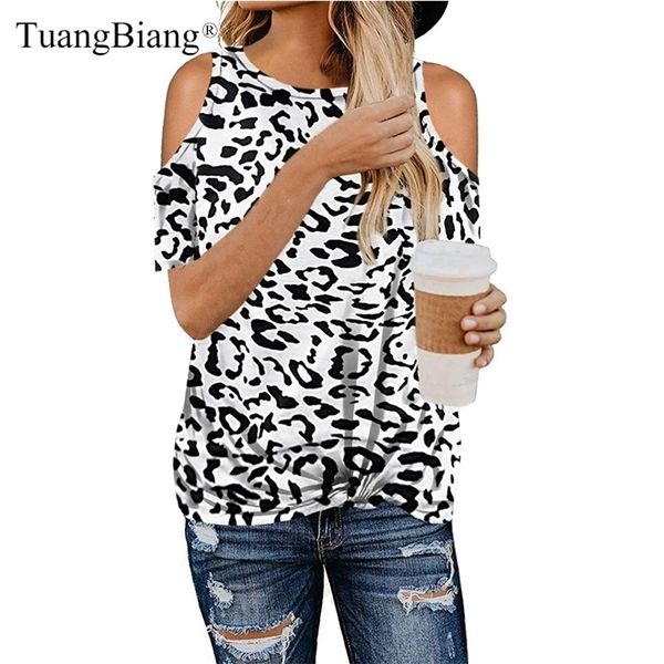 Frauen Sommer ONeck Kurzarm Leopard T-shirts Femme tarnung T-shirts Herbst Damen Plus Größe Off schulter print Tops T200614