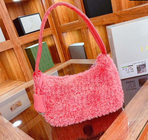 

lambswool fashion women luxury underarm bag handbags purses wallets single shoulder designers messenger mini size lady half moon hobos for, Red;black